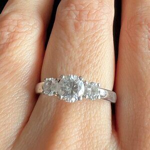 Sterling Silver 3-Stone QZ Ring